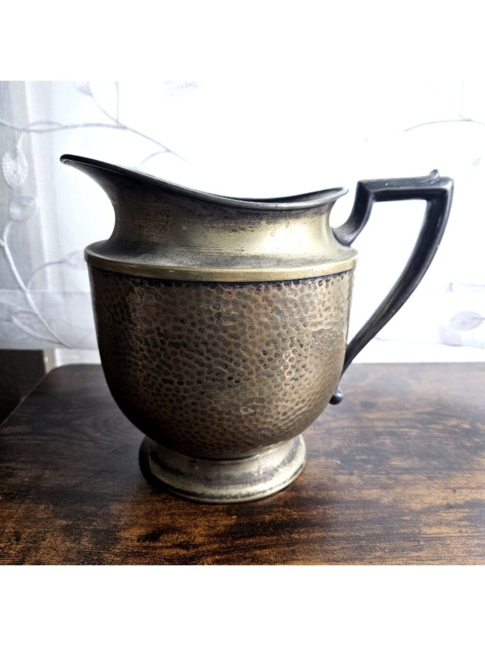 Vintage Silverplate Pitcher Gold Color 7" Tall Wood Handle